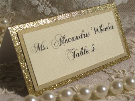 Gold Glitter Tented Place Cards Set of 50 Name Cards  