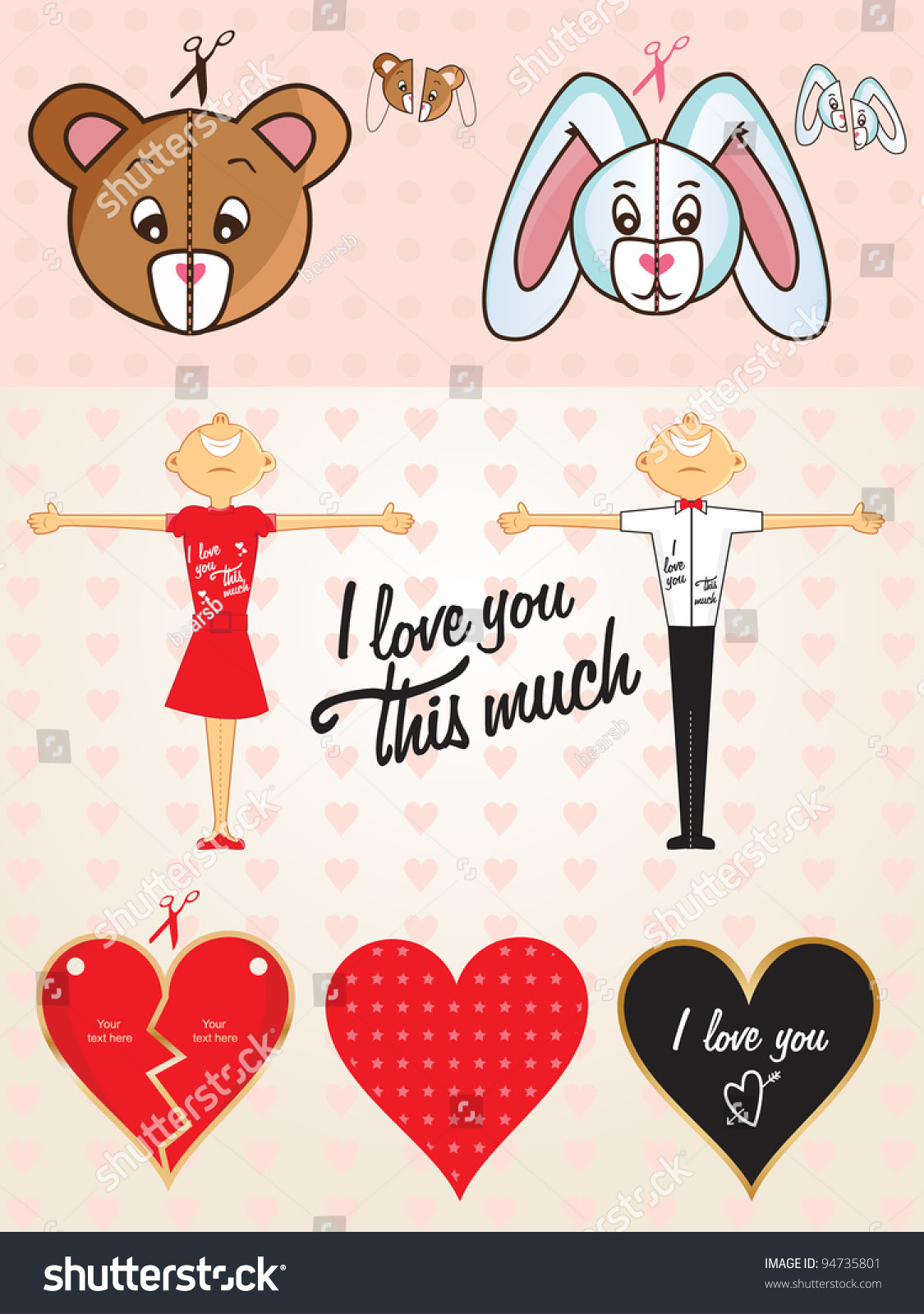 Valentine'S Labels Set Stock Vector Illustration 94735801 : Shutterstock