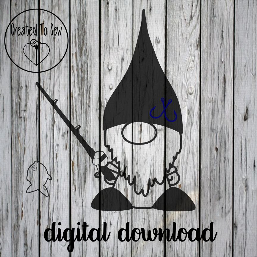 Download Fishing Gnome Svg File Created To Sew