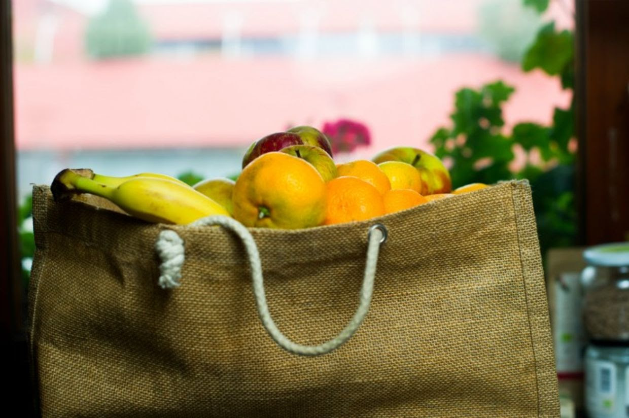 shopping with canvas bag