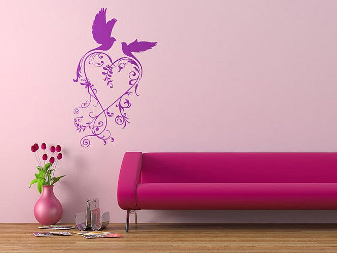 wall sticker purple and pink birds
