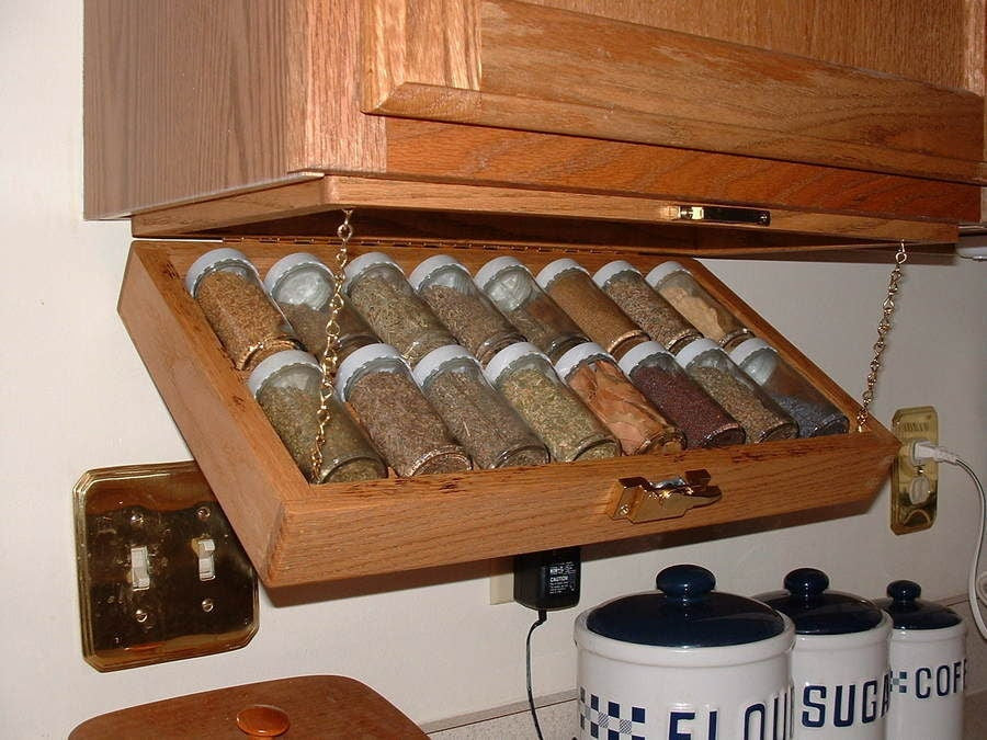 DIY Under Cabinet Spice Rack