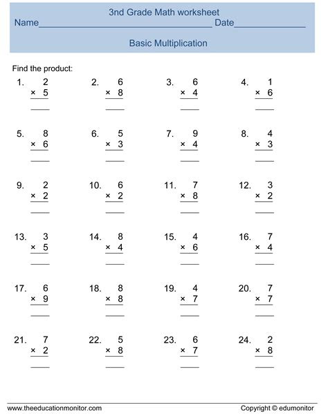  3rd grade multiplication worksheets for extra practice more