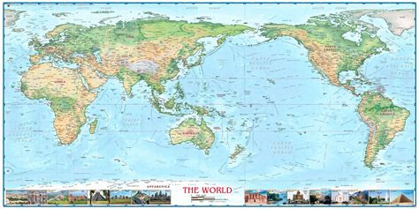 world physical pacific centered wall map  compart maps mapsales