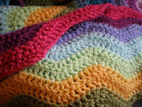Crochet Rainbow Ripple Blanket