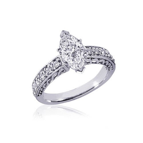 40 Ct Marquise Cut Diamond Vintage Engagement Ring Pave Setting 14K ...