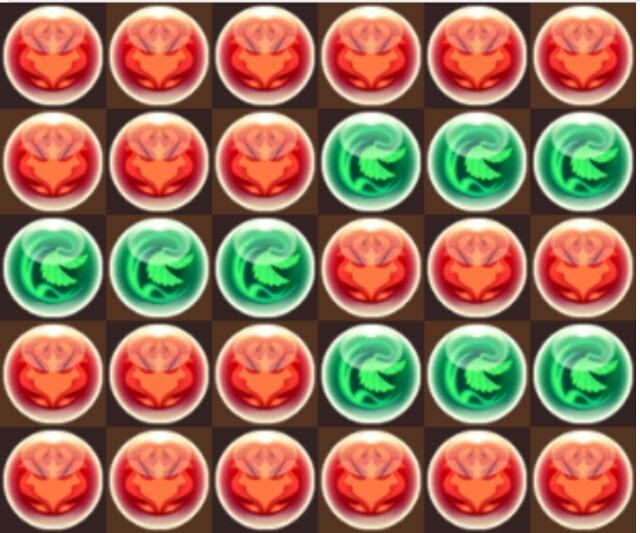 パズル 2色陣の6コンボ盤面を7コンボに 21 9の場合 パズドラと将棋の記録