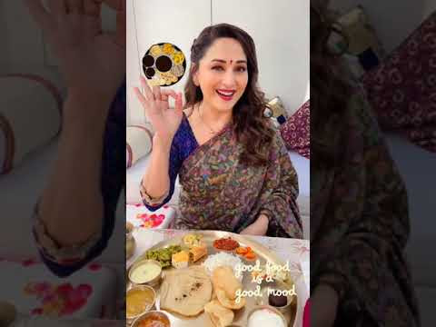 Madhuri Dixit in a Classy Look Having her Favorite Food and in A Good Mood New Video
