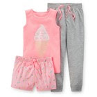 3pc CARTER'S Girl 5 6 7 "I Want ICE CREAM FOR BREAKFAST" Pink PAJAMA SET $34 NWT