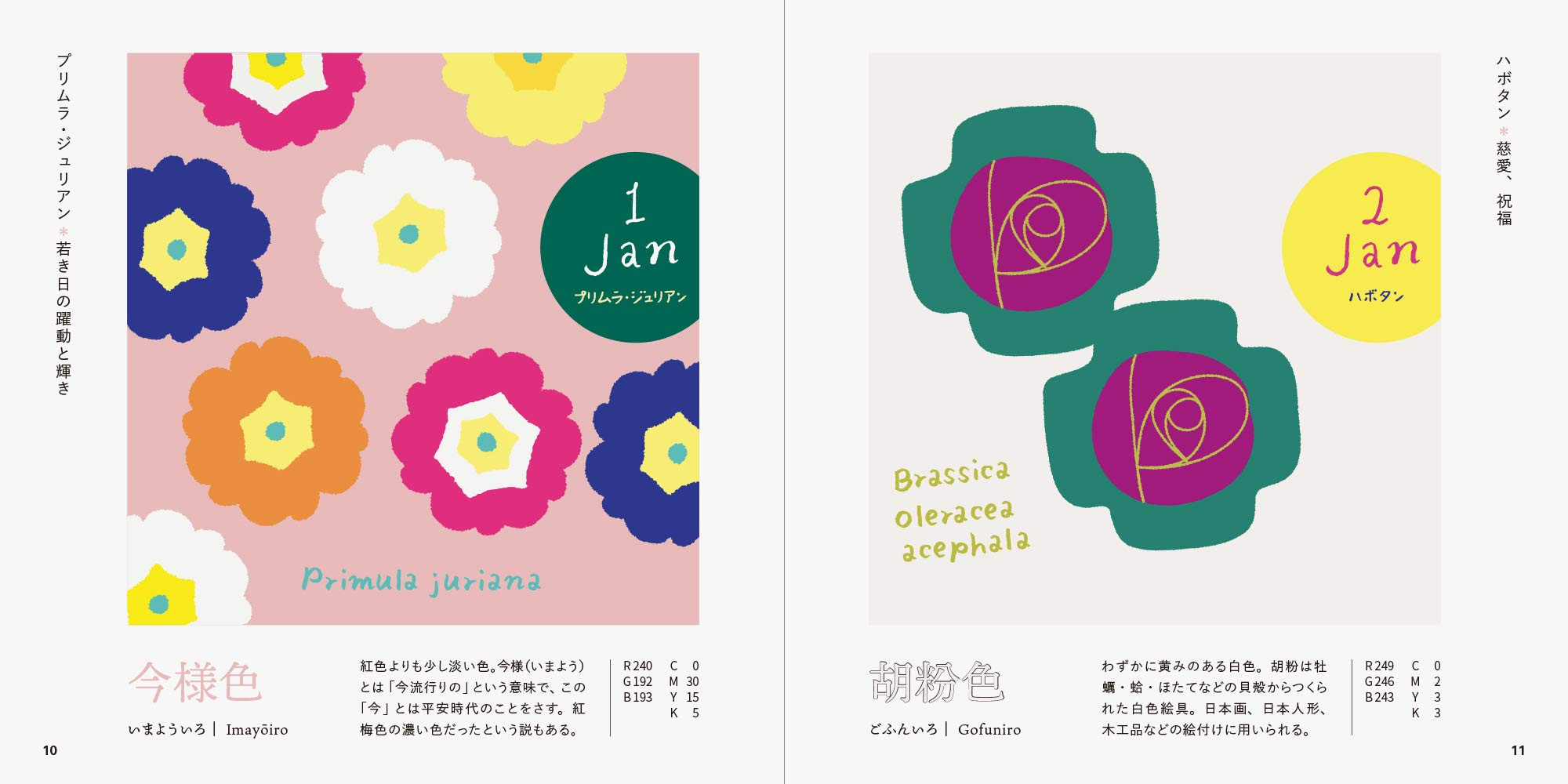 誕生花で楽しむ 和の伝統色ブック 生日花中的日本传统色 善本图书spbooks