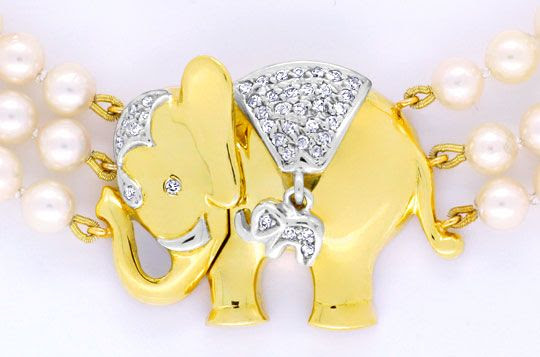 Originalfoto AKOYA -REIHEN-PERLEN-KOLLIER BRILLANTEN-ELEFANT