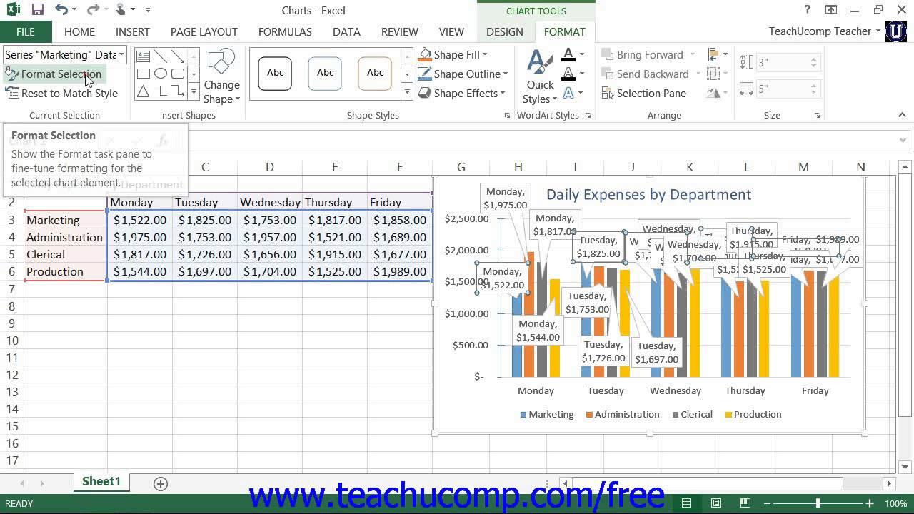Excel 2013 Tutorial Formatting Data Labels Microsoft Training Lesson 28.6 - YouTube