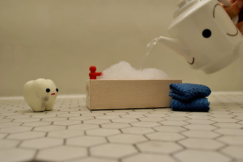Time for a bath, my little Milk Teef!