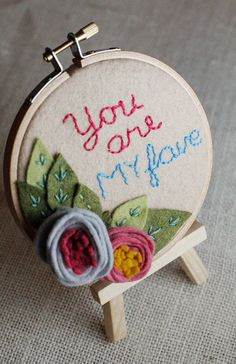 You Are My Fave Felt Embroidery Hoop Art  Wall by CatshyCrafts, $41.00