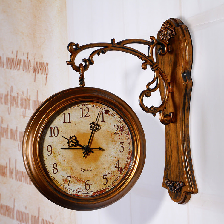 Double Sided Interior Wall Clock Double Faced Vintage ...