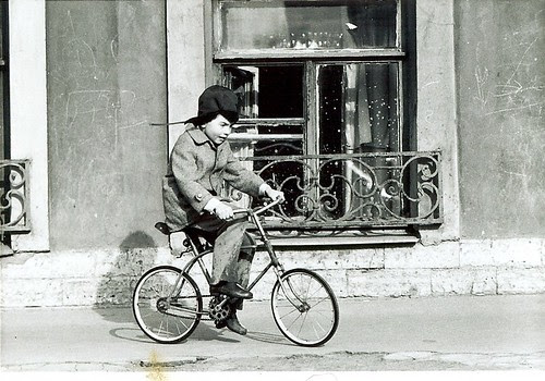 Russian child on bike