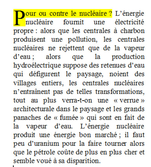 exemple de texte argumentatif simple
