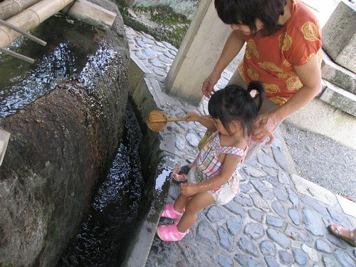 Little niece in a temple