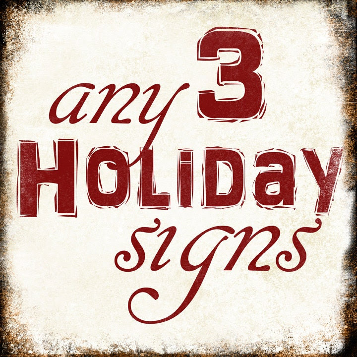 Any 3 // Metal Holiday Signs // Holiday Decorations // 5.5" 22" // Mantel Decor // Table Centerpiece // Wreath Accessories