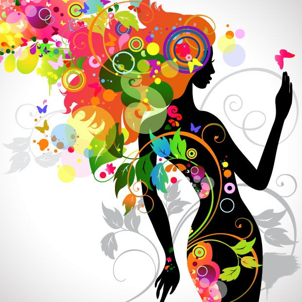Download Colorful Floral Girl Silhouette | Free Vector Graphics | All Free Web Resources for Designer ...