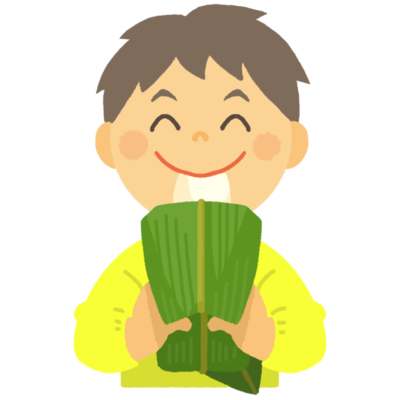 ムーチー 鬼餅 を食べる男の子の無料素材 イラスト沖縄 おきなわ