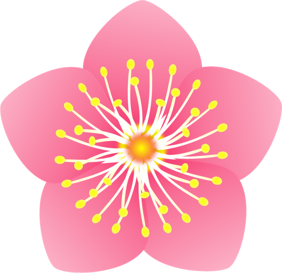 濃いピンク色の桃の花のイラスト 無料イラスト素材 ちいさないきもの