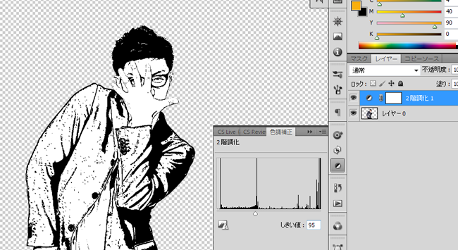Photoshopで白黒漫画風に画像を加工してみたァア