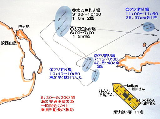 友が島水道で大アジ釣り 目前でレジャーボート沈没 加太春光丸