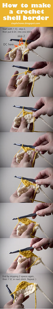 How to crochet a shell border