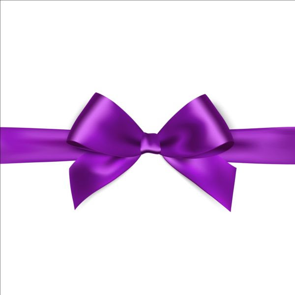 Purple ribbon bows vector 02