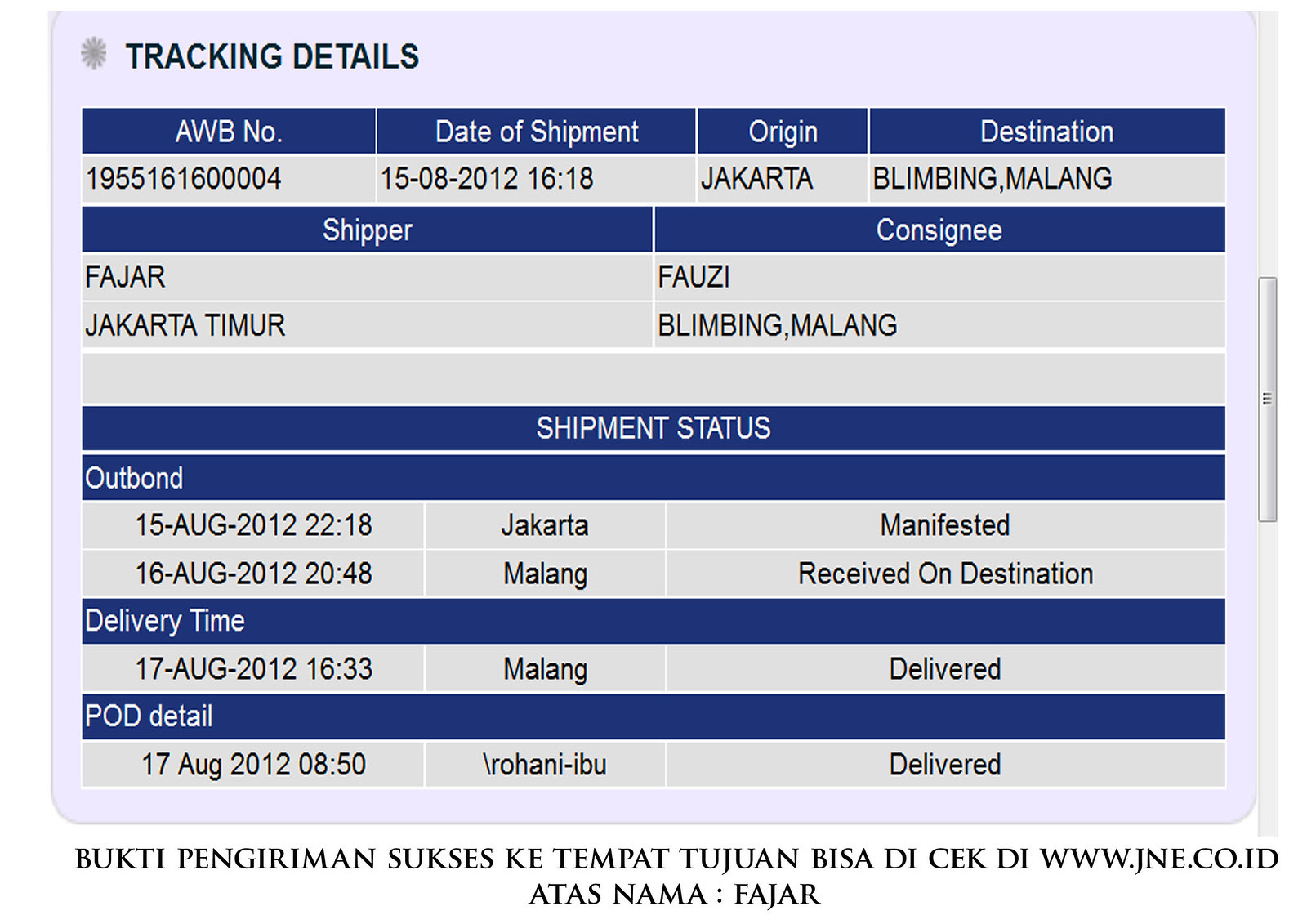 pengiriman ke kota malang