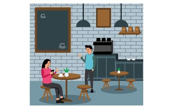Designbundles Modern Flat Coffee Shop Print on Demands Design by Redvy Creative Compatible with Silhouette, Cricut and other cutting machines.