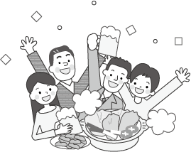 忘年会 新年会 お花見 宴会のイラスト 無料イラスト