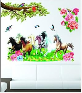 Buy PINDIA 3D  D COR RUNNING HORSES DESIGN WALL  STICKER  