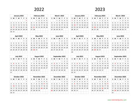 Easy to customize your calendar in word, excel format. calendar 2022 and 2023 on one page calendar quickly