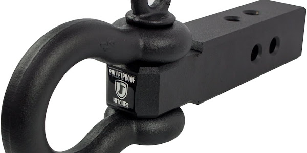 BulletProof Hitches 2.5" Extreme Duty Receiver Shackle (30,000lb. Rating) with D-Ring/Clevis (Black Textured Powder Coat, Solid Steel)