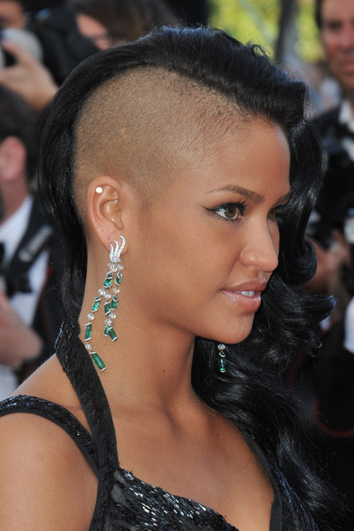 Cassie Ventura Wavy Black Side Part, Undercut Hairstyle 