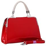 MG Collection MATANA Red Trendy PU Patent Leather Doctor Style Tote Purse
