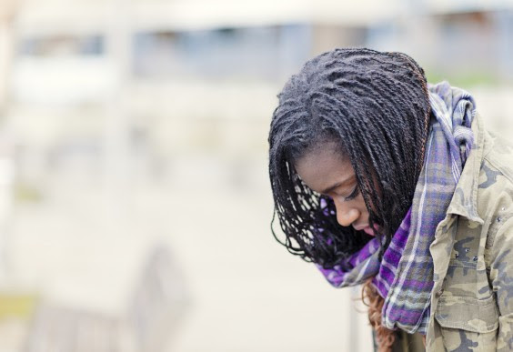 Sad Woman Looking Down