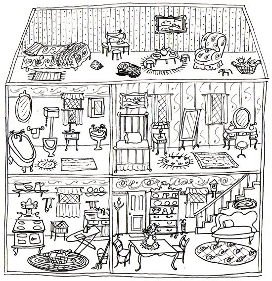 dollhouse coloring page  Coloring pages  Pinterest
