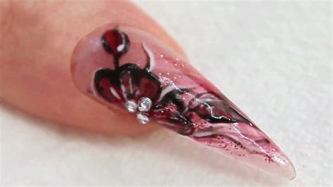 uv gel nail art tutorial video stormy floral design
