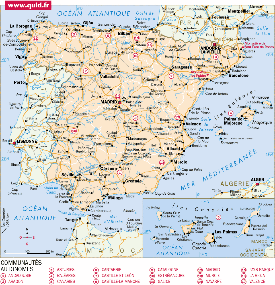 Carte routière - Espagne-Portugal » Vacances - Arts ...
