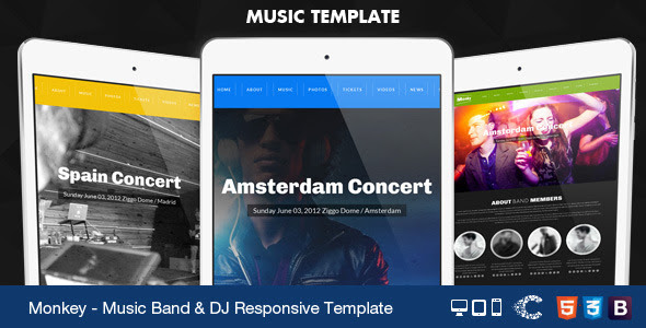 Monkey - One Page Music Band Parallax Responsive 