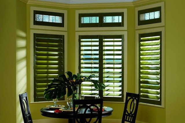 GREEN PLANTATION SHUTTERS - DARK GREEN WINDOW SHUTTERS ...