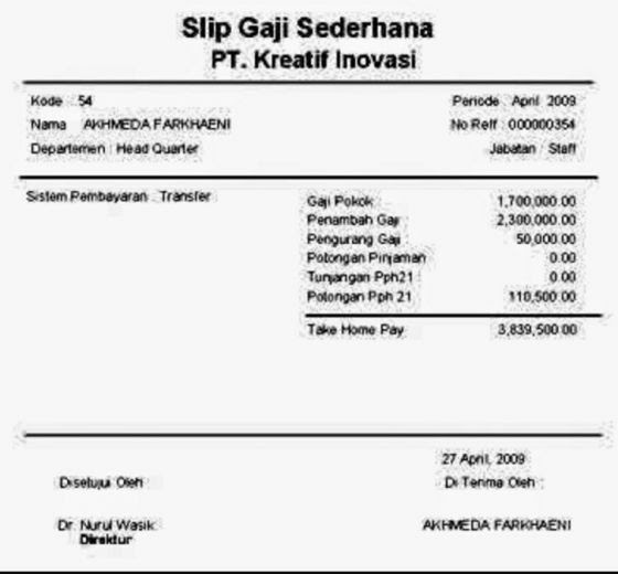 13+ Contoh Slip Gaji Karyawan, Perusahaan, Swasta, Guru 