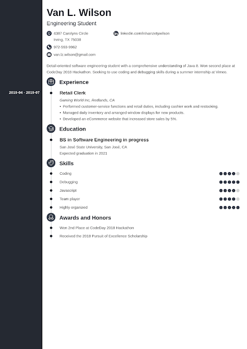 resume for internship malaysia