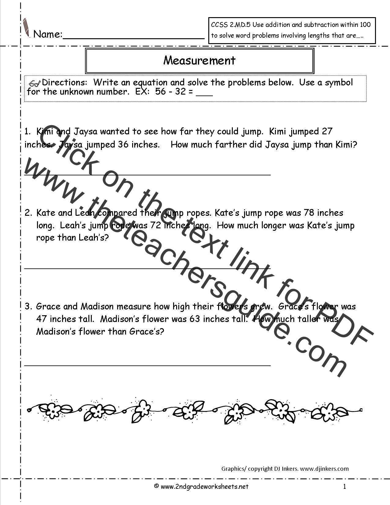 2nd Grade Math Common Core State Standards Worksheets