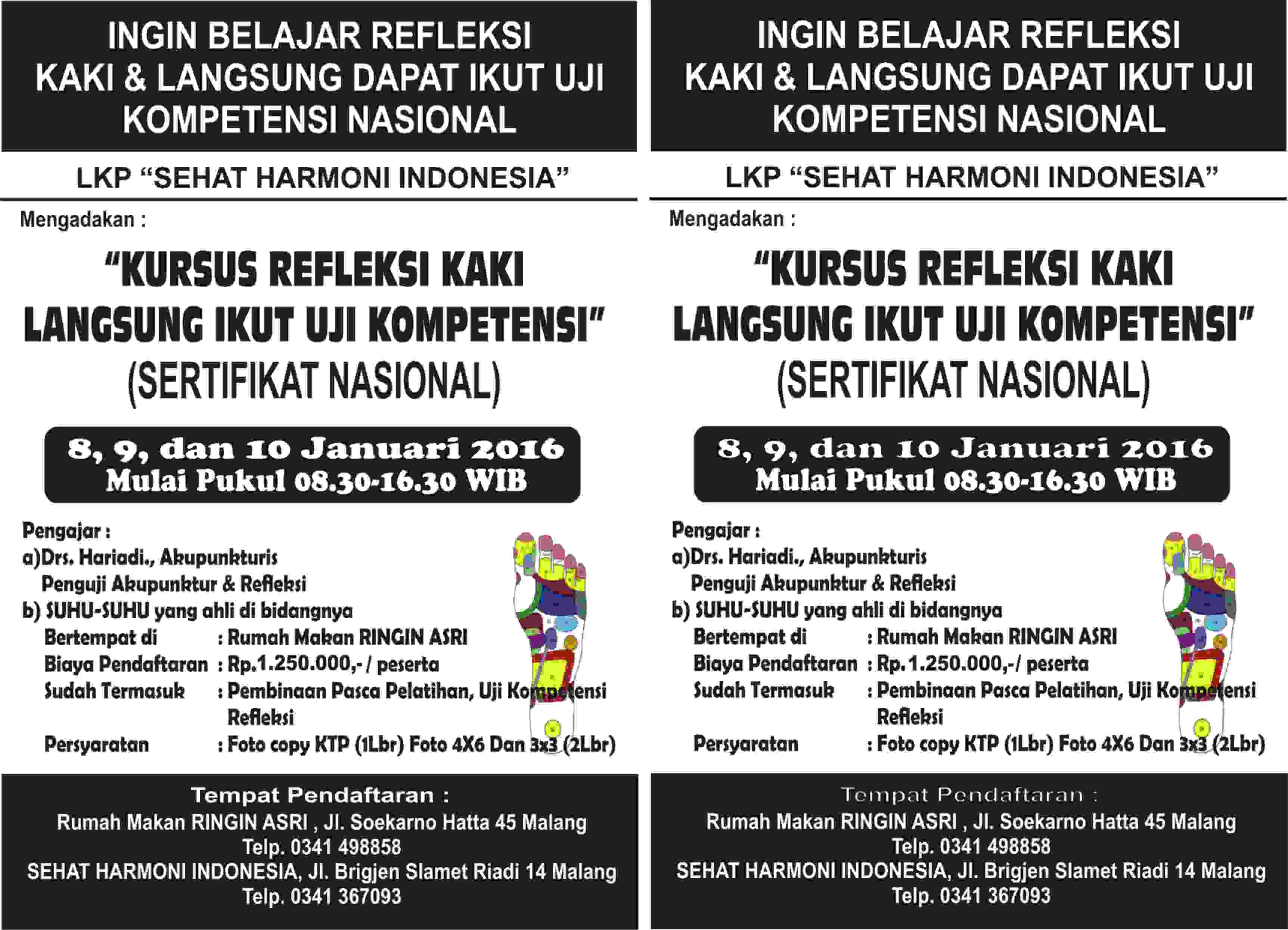 Kursus Pijat Refleksi Januari 2016  Sehat Harmoni