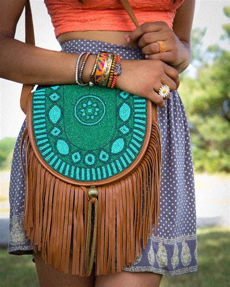 beaded fringe crossbody purse
