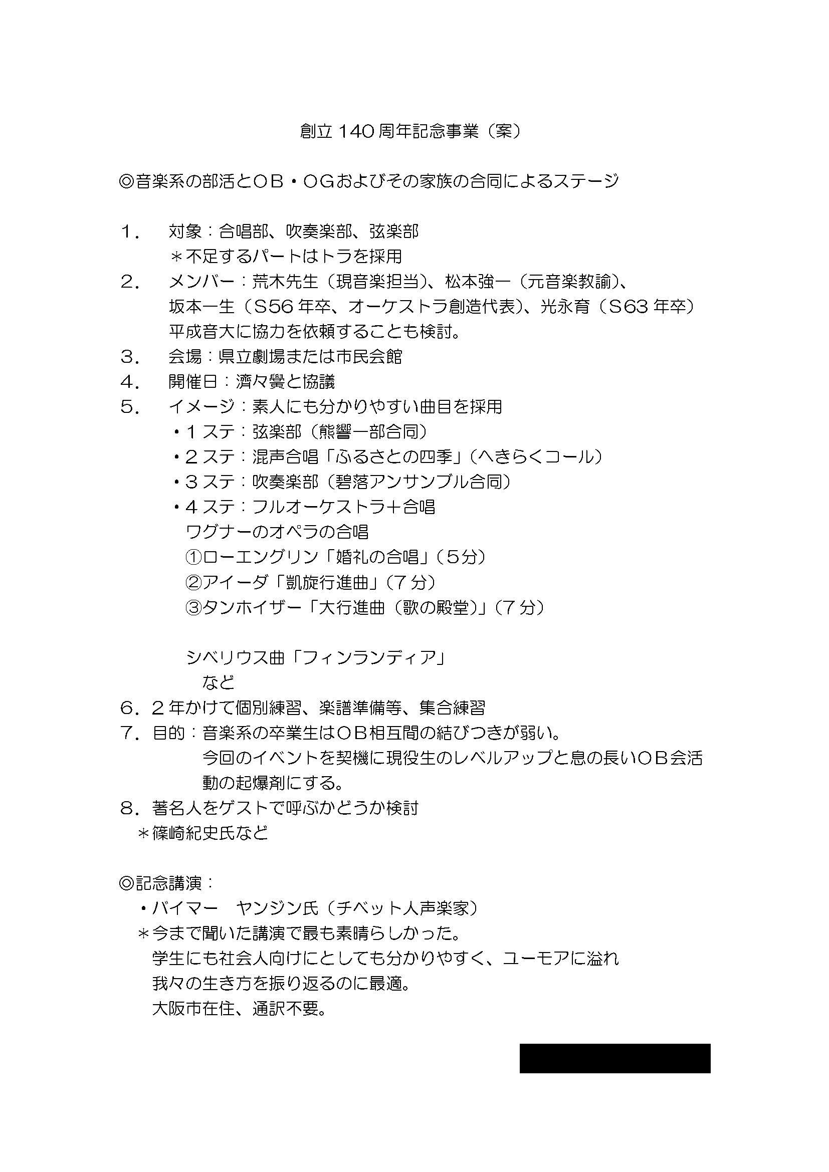 企画案番号10 音楽系の部活とｏｂ ｏｇ及びその家族との合同ステージ 済々黌同窓会公式ホームページ